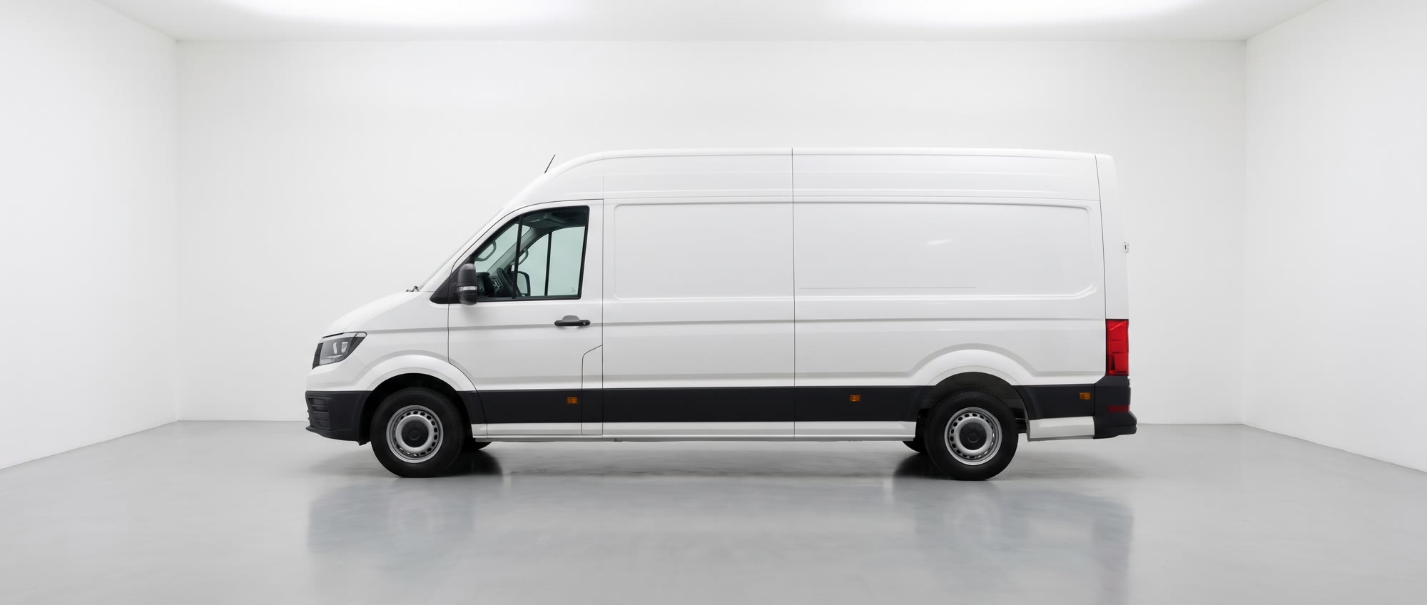 Plain white panel van before wrapping